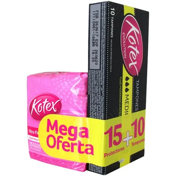 Tampones Kotex Medio + Protectores