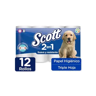 Papel Higiénico Scott 2 En 1 Suave Y Resistente