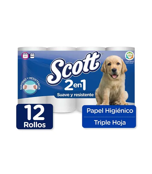 Papel Higiénico Scott 2 En 1 Suave Y Resistente