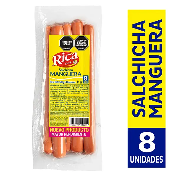 Rica Salchicha Paquete X 8 Unidades