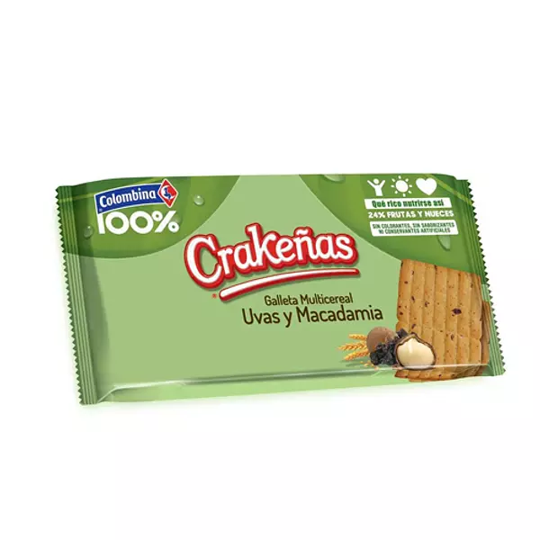 Galletas Multicereal Uvas Y Macadamia Crakeñas