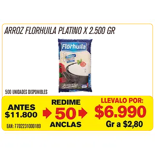 Arroz Flor Huila Platino Maravillones