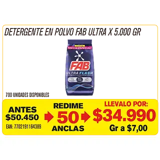 Detergente Fab Ultra Flash Floral Maravillones