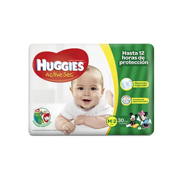 Pañal Huggies Active Sec Etapa 2 M