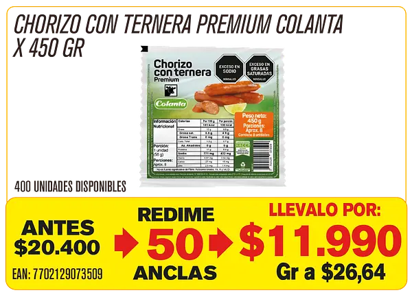 Chorizo Con Ternera Colanta Maravillones