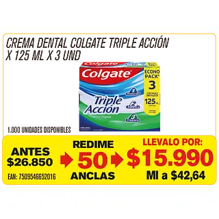 Crema Dental Colgate Triple Acción Maravillones