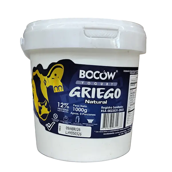 Yogurt Griego Bocow Natural X 1000 Gr