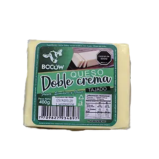 Queso Doble Crema Tajado Bocow X 400 Gr