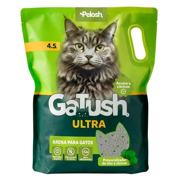 Arena Para Gatos Gatush Ultra Aroma Limón X 4500 Gr