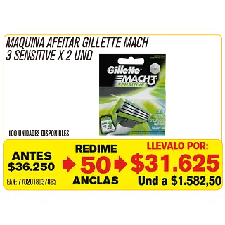 Gillette Mach3 Maquina Sensitive Razor Repuesto Maravillones