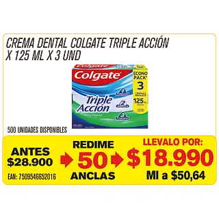 Crema Dental Colgate Triple Acción Maravillones