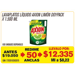 Lava Platos Líquido Axion Limón Maravillones