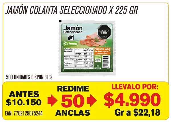 Colanta Jamon Sanduche Maravillones