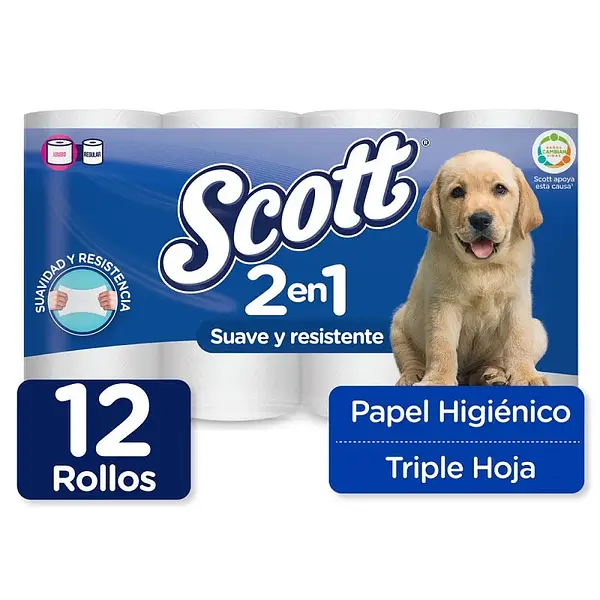 Papel Higiénico Scott 2 En 1 Suave Y Resistente