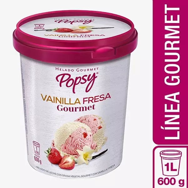 Helado Gourmet Popsy Vainilla Fresa