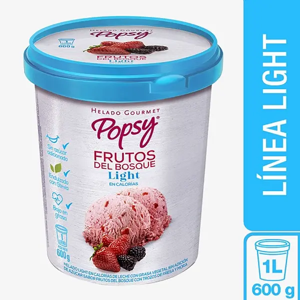 Helado Gourmet Popsy Light Frutos del Bosque