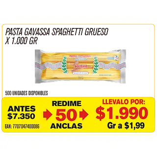 Pasta Gavassa Espaguetti Grueso Maravillones