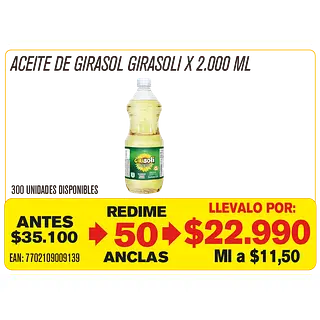 Aceite De Girasol Girasoli X 2000ml - Maravillones