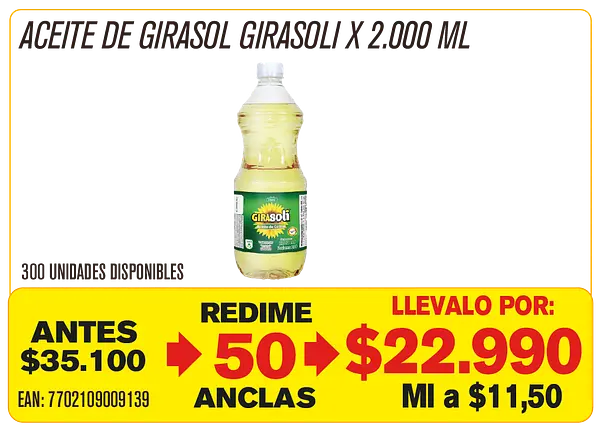 Aceite De Girasol Girasoli X 2000ml - Maravillones
