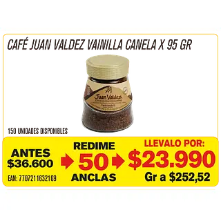 Café Liofilizado Vanicanela Juan Valdez Maravillones