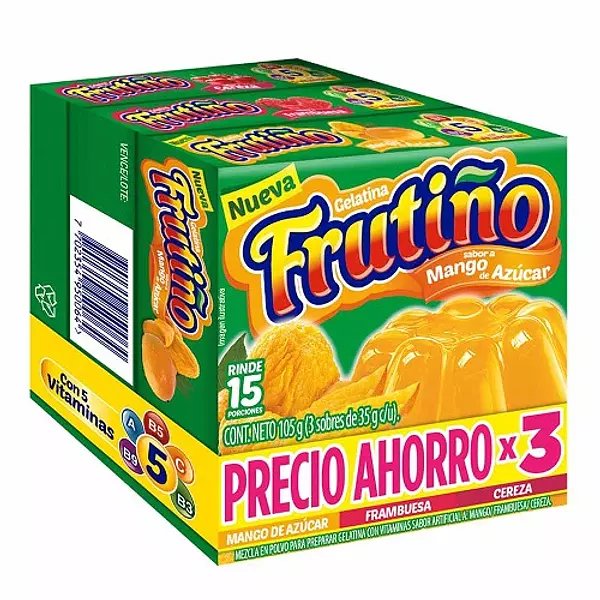 Gelatina Frutiño Mango-Frambuesa-Cereza