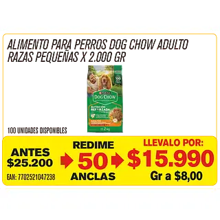 Alimento Dog Chow Adulto Razas Pequeñas Maravillones