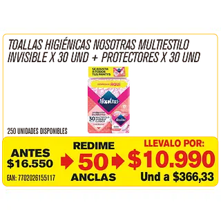 Toallas Higienicas Nosotras Multiestilo Maravillones