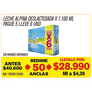 Leche Alpina Deslactosada Pague 5 Lleve 6 Maravillones
