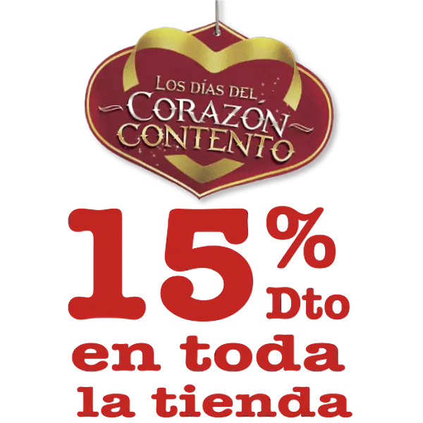 15% de Descuento en toda la tienda en LOS DIAS DEL CORAZON CONTENTO