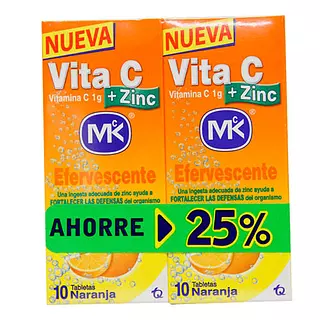 Vitamina C Mk Efervescente Naranja + Zinc