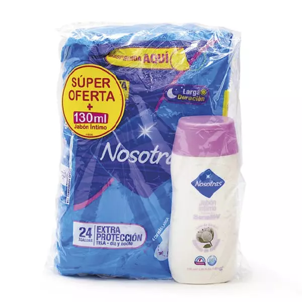 Toalla Nosotras Extra Proctección Tela + Jabón