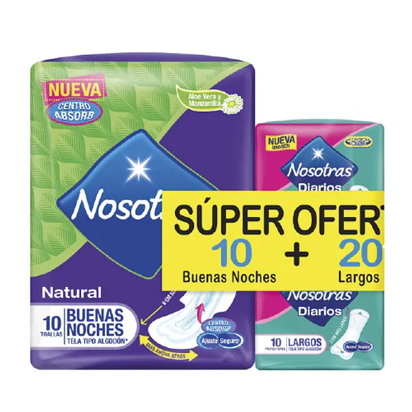 Toalla Nosotras Natural Buenas Noches + Protectores